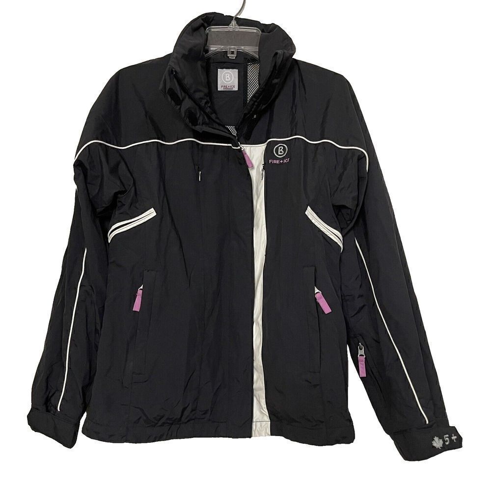 BOGNER FIRE + ICE BLACK SKI SNOWBOARDING FULL ZIP UP JACKET WOMEN SIZE 4 SMALL